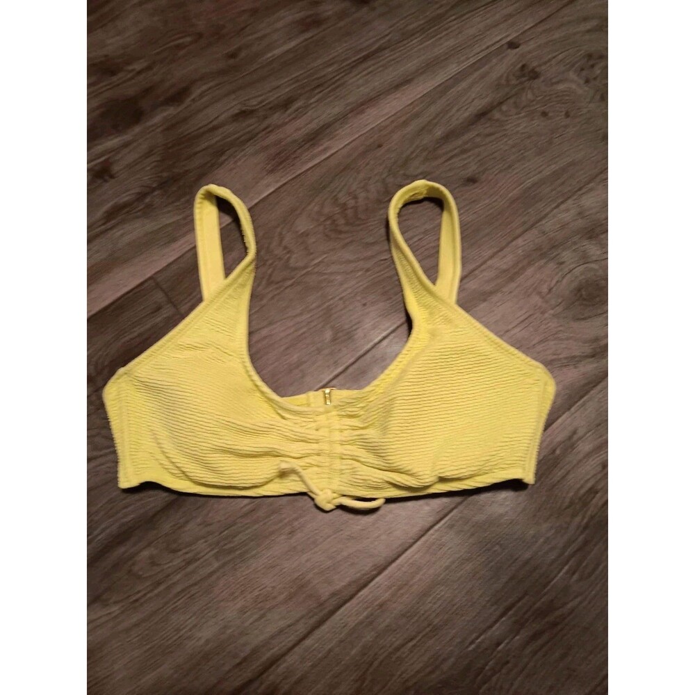 Bikini Top Yellow Xhilaration Padded Ribbed Back Hook Women's Sz M